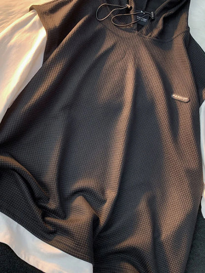 Summer Men's Large Size Sports Suit Breathable Casual Wear Wild High Street Chic Fake Two-piece Casual T-shirt + Simple Shorts