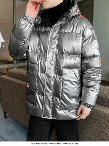 Plus size 8XL 7XL 6XL shiny coats Men Hood Warm Hip HOP winter Overcoat men's cotton-padded Parkas casual men's thickened Parka