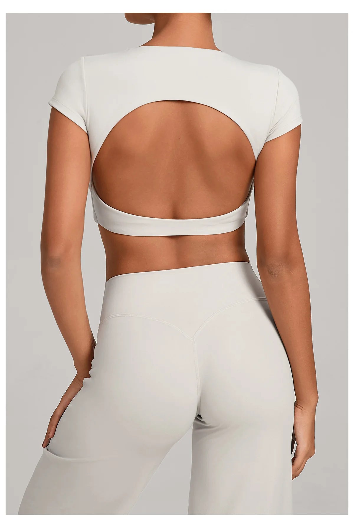 Hollow Backless Short Sleeve Sporty Slim T-shirt Women Crop Top Breathable Quick Dry Gym Workout Top Sport Shirt Fitness Clothes