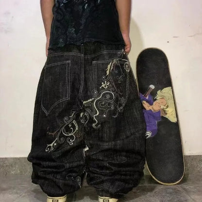 Woman Jeans Cargo Pants Women Clothing Y2k Baggy Harajuku Retro Hip Hop Embroidery Trousers Streetwear Ladies for Women
