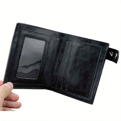 1pcs Gothic Leather Wallet with Vintage Chain & Rivets Skull Cross Design Coin Purse Punk Rock Accessories