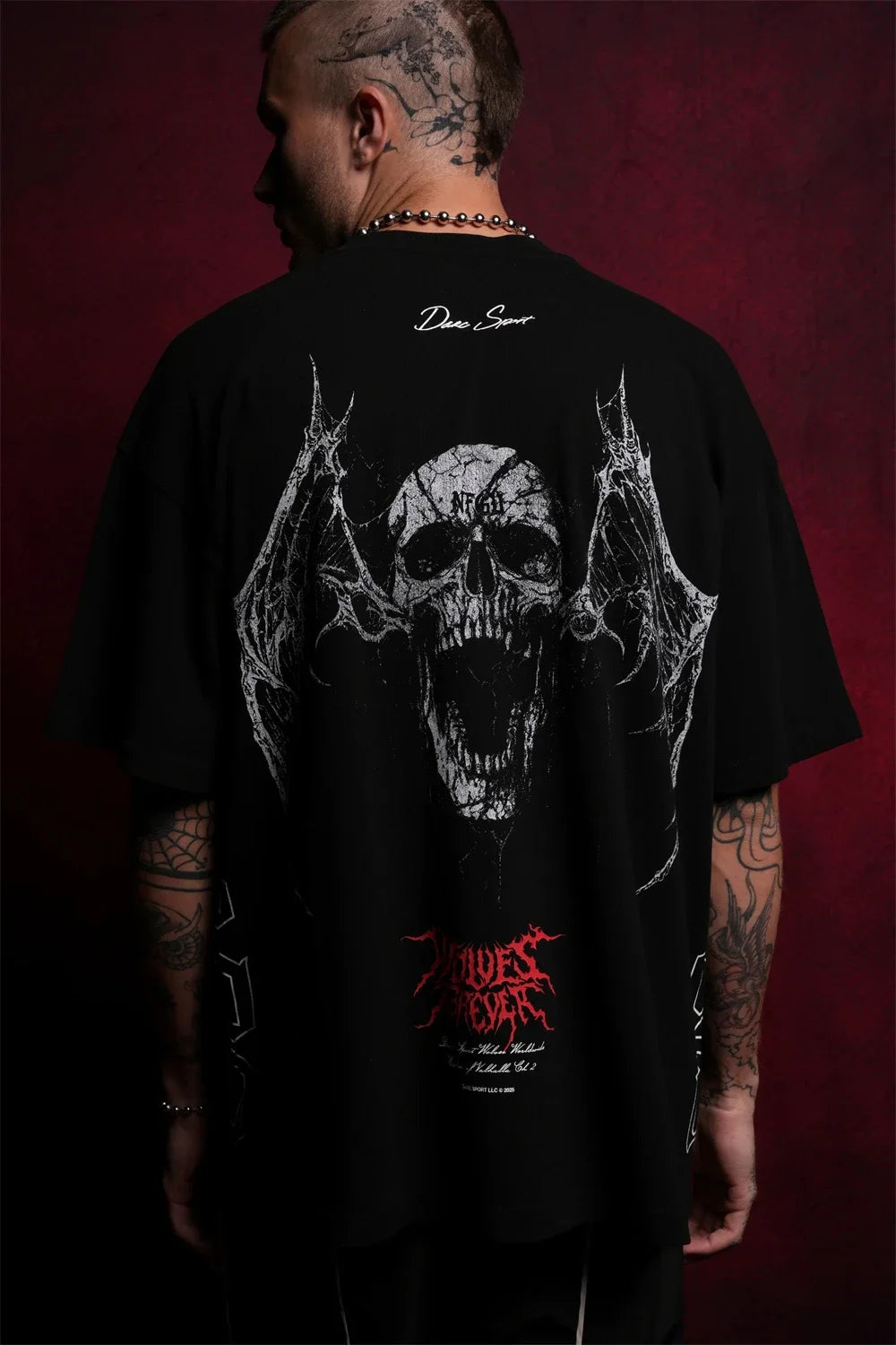 US SIZE NEW "SIDE BY SIDE" OVERSIZED TEE IN BLACK Men T Shirts Y2k DARK Gothic Short Sleeve T-Shirt Harajuku Hip Hop Couple Tops