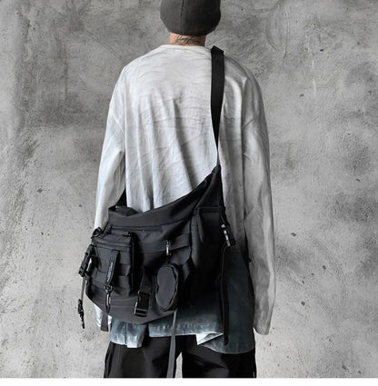 Shopper Nylon Shoulder Gothic Black Crossbody Messenger Tote Bags For Men Women's Hip Hop Techwear Satchel Waist Goth Postman