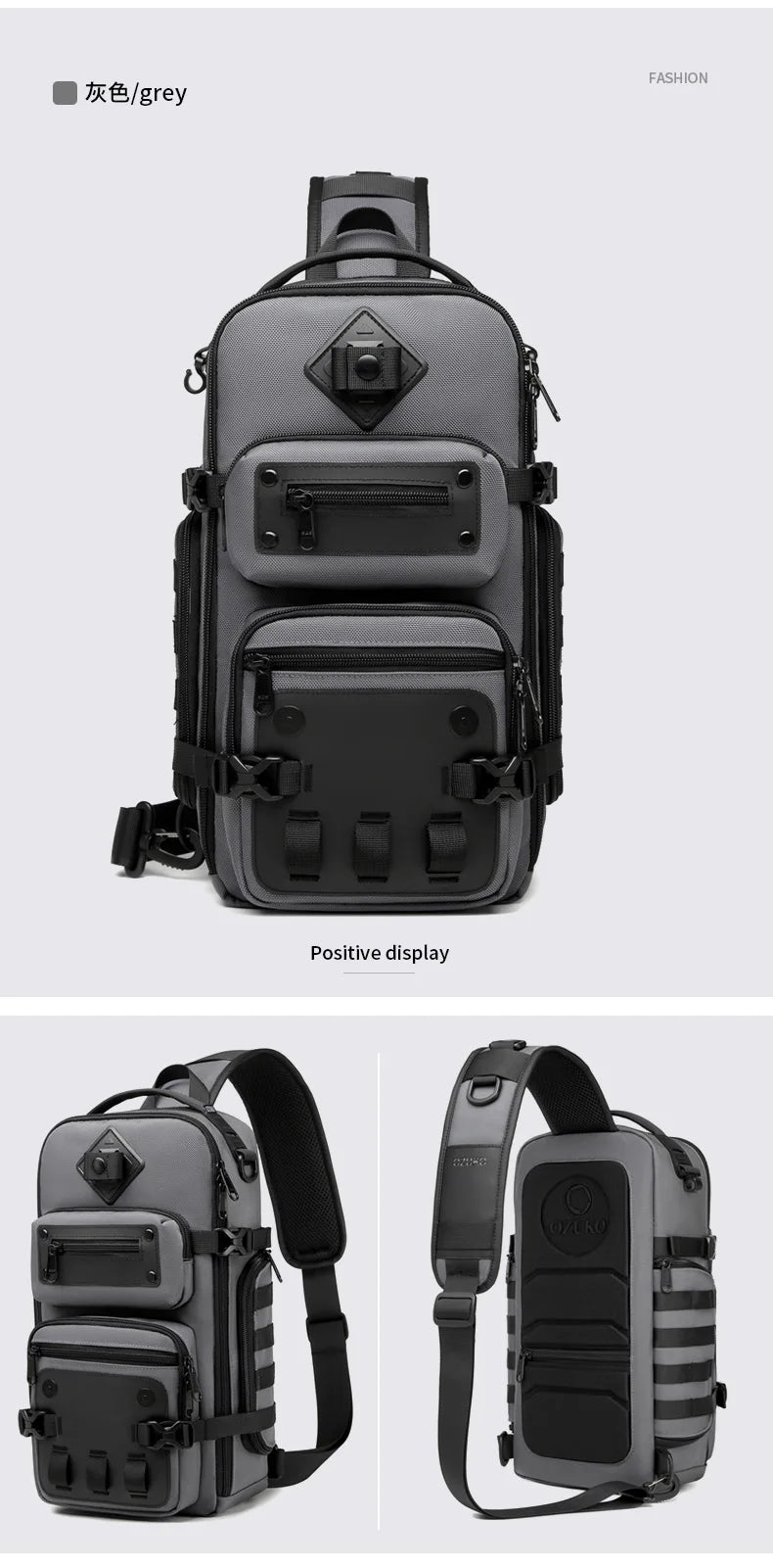 Ozuko Belly Bags Men's Chest Bag Outdoor Tactical One Shoulder Crossbody Bag High Capacity Waterproof Sports Bag For Man