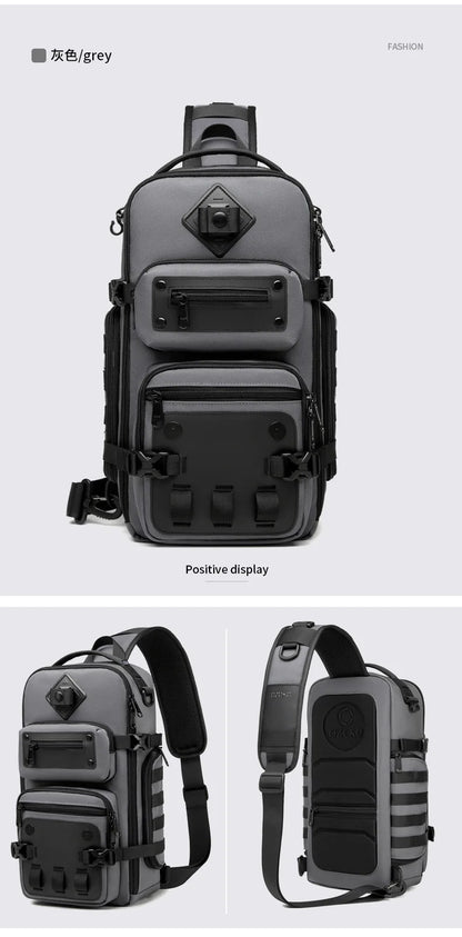 Ozuko Belly Bags Men's Chest Bag Outdoor Tactical One Shoulder Crossbody Bag High Capacity Waterproof Sports Bag For Man