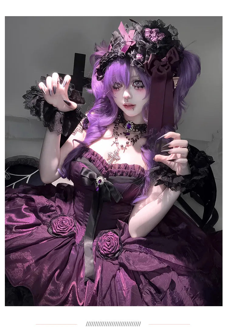 Women's Purple Puffy Party Dress