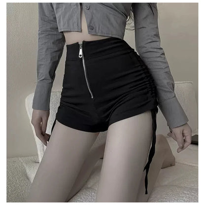 High Waist Straight Leg ort Pants Women's Casual Elastic Slim Fit White A-Line Hot Pants Summer Faion Small Size