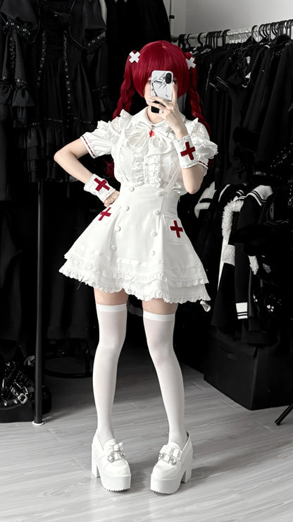 Women's White Gothic Lolita Two-Piece Set
