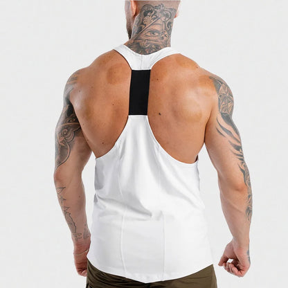 Men’s Gym Stringer Tank Top – Muscle Fit Sleeveless Workout Shirt, Deep Scoop Neck Racerback for Bodybuilding & Training
