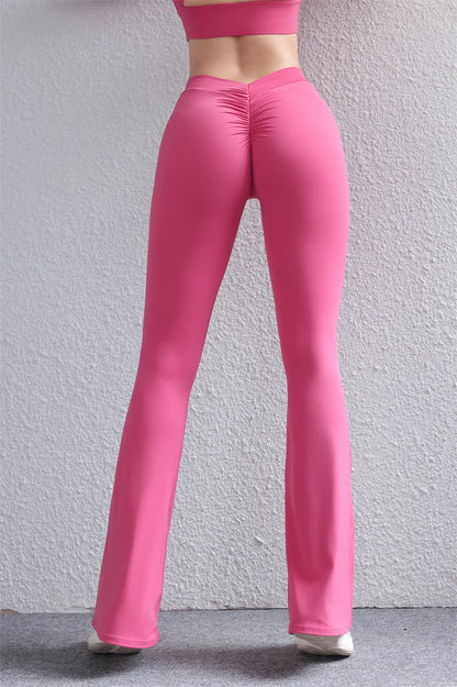 TRY TO BN Flare Leggings Gym Women Yoga Pants Back Waist V Scrunch Leggings Push Up Butt Lifting Fitness Sports Workout Clothes