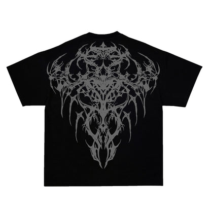 T shirt Men Dark Oversized Cotton Tee Skull Print Workout Gym Top Streetwear Fitness Clothing Alternative Fashion