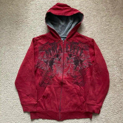 Men's Y2K Gothic Cross-Zip Mask Hoodie
