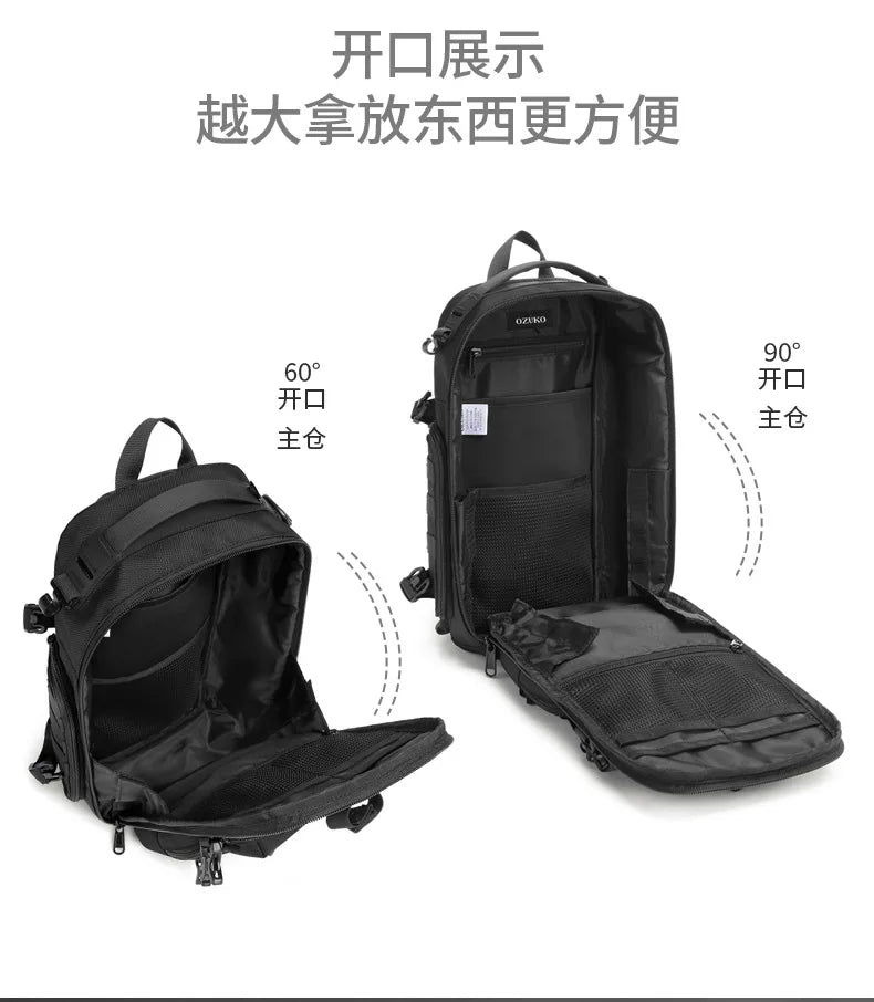 Ozuko Belly Bags Men's Chest Bag Outdoor Tactical One Shoulder Crossbody Bag High Capacity Waterproof Sports Bag For Man