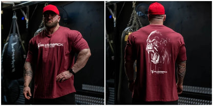 SILVERBACK Sports Men Loose T-shirt Cotton Fashion Oversized Male Tee Shirts Gym Running Streetwear Fitness T-shirt men clothing