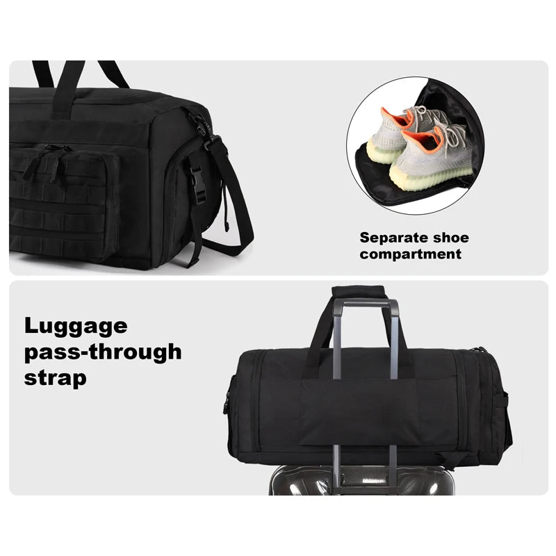 Apex Ritual 50L Travel Duffle Backpack – Gym Bag with Shoe Compartment & Wet Pocket