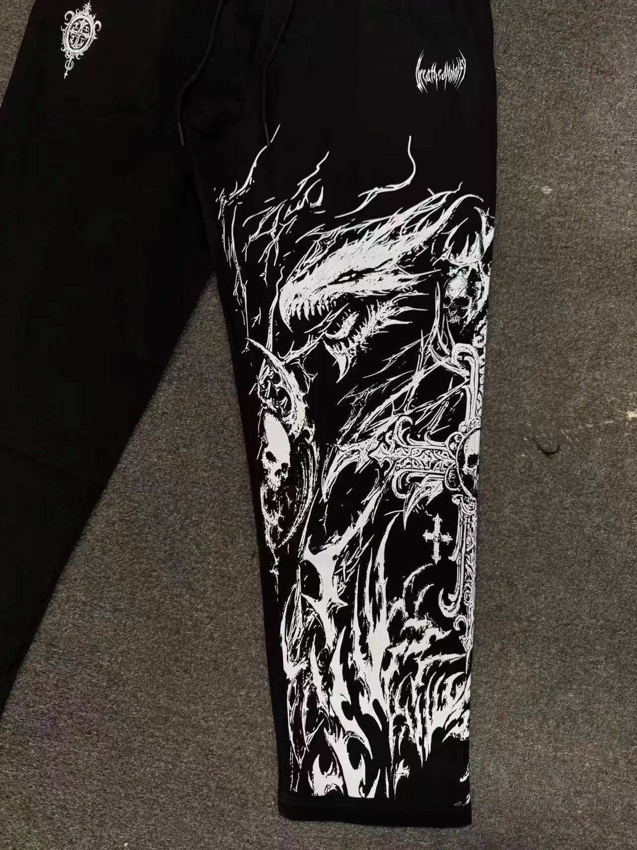 Breathedivinity American-style street workout casual loose-fit printed cotton long pants