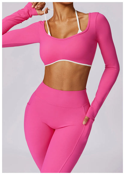 Apex Ritual Women's Backless Long-Sleeve Yoga Top – Quick-Dry Training Shirt