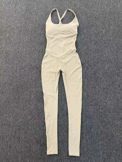 Women's Workout Backless Purple Jumpsuit