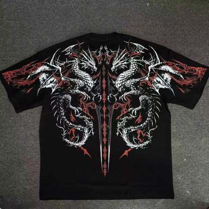 BREATHEDIVINITY Goth dark style pure cotton sports fitness men's short-sleeved t-shirt