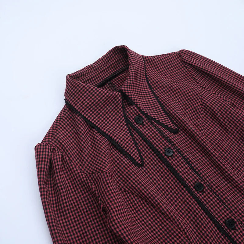 Women's Plaid Tie-Up Shirt Mini Dress
