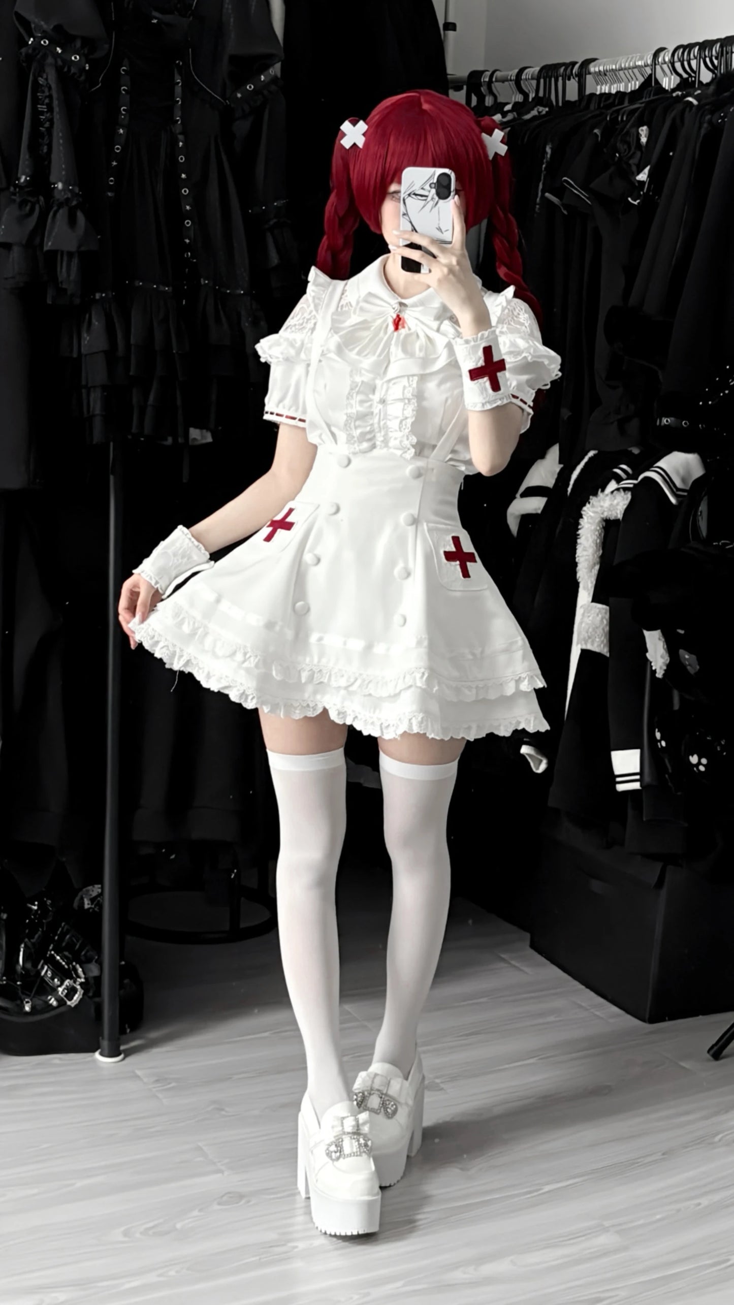 Women's White Gothic Lolita Two-Piece Set