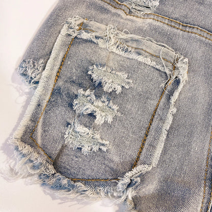 2026 New Women's Sexy High Waisted Raw Edge Tight Jeans Denim Shorts Summer Holiday S-XXL