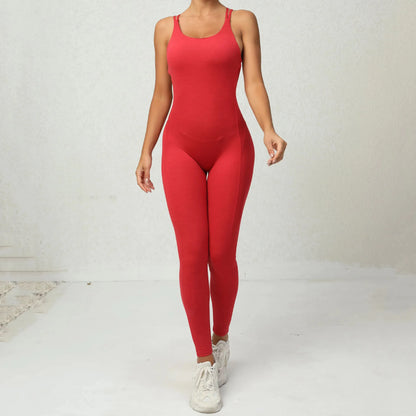 Women's Workout Slim Fit Ruched Black Jumpsuit