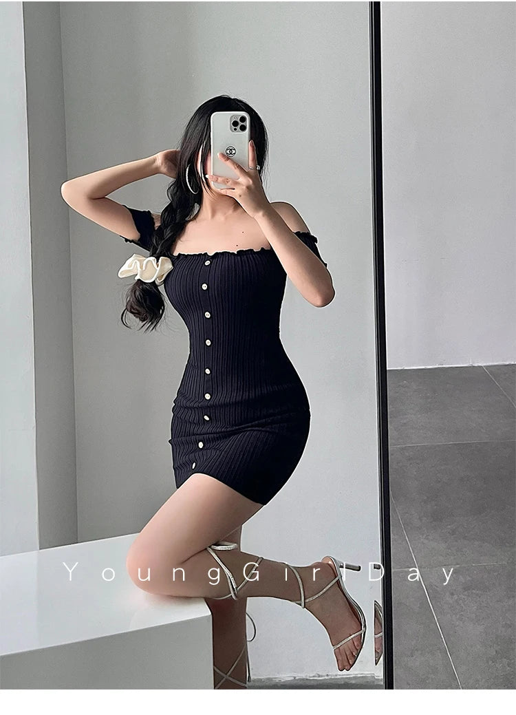 Women's One-Shoulder Knit Mini Dress