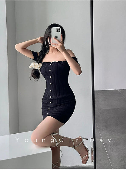 Women's One-Shoulder Knit Mini Dress
