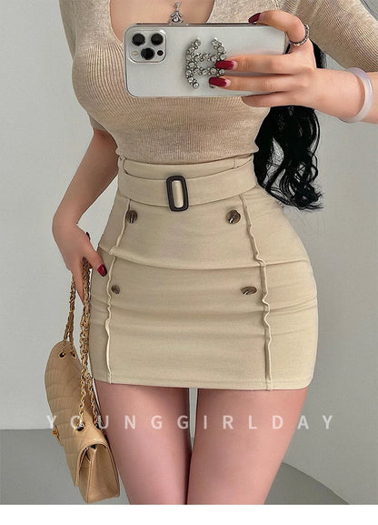 Women's High-Waist Belted Mini Skirt