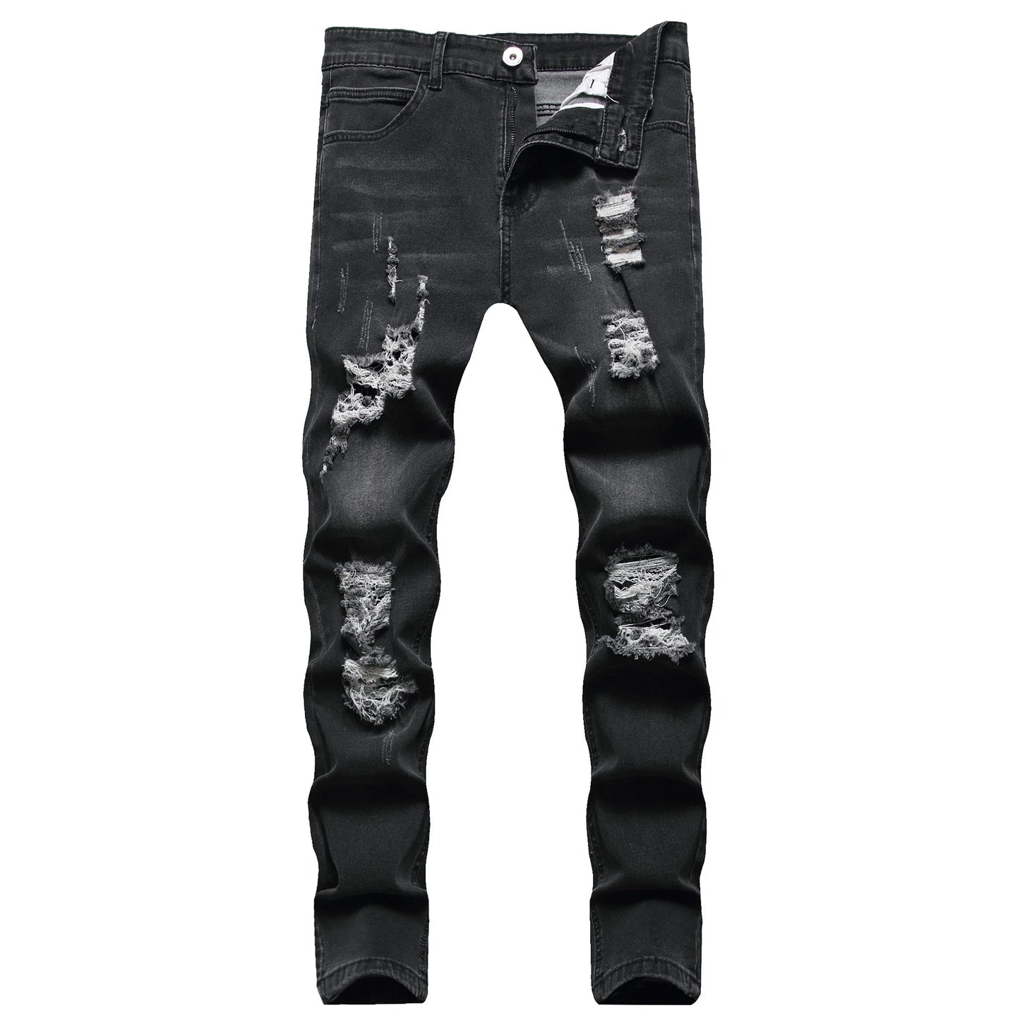 2026 Spring Summer New Men Denim Pants Casual Slim Fit Skinny Ripped Versatile Fashion Long Jeans Men