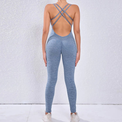 Women's Workout Slim Fit Ruched Black Jumpsuit