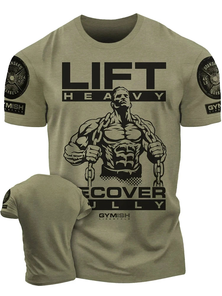 Apex Ritual – GYM Letter Print Round Neck T-Shirt – Breathable Men's Sports Top