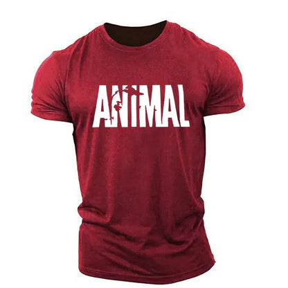Apex Ritual – Animal Letter メンズオーバーサイズジムTシャツ – ミニマリストOネックストリートウェアスポーツウェア