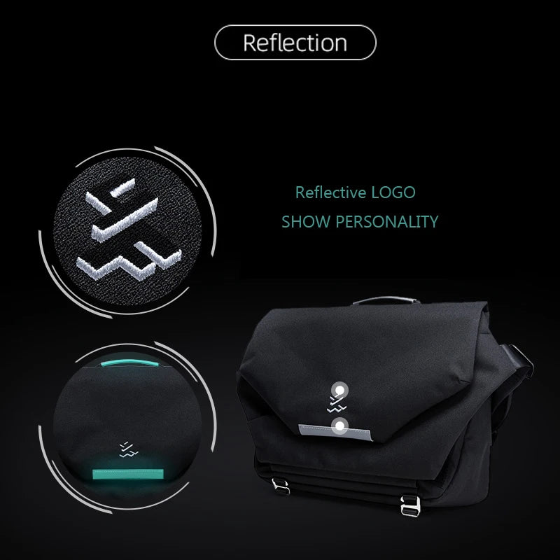 MOYYI Design Large Laptop Messenger Bag for Men Waterproof Travel Crossbody Shoulder Bag Reflective Cycling College School Bag