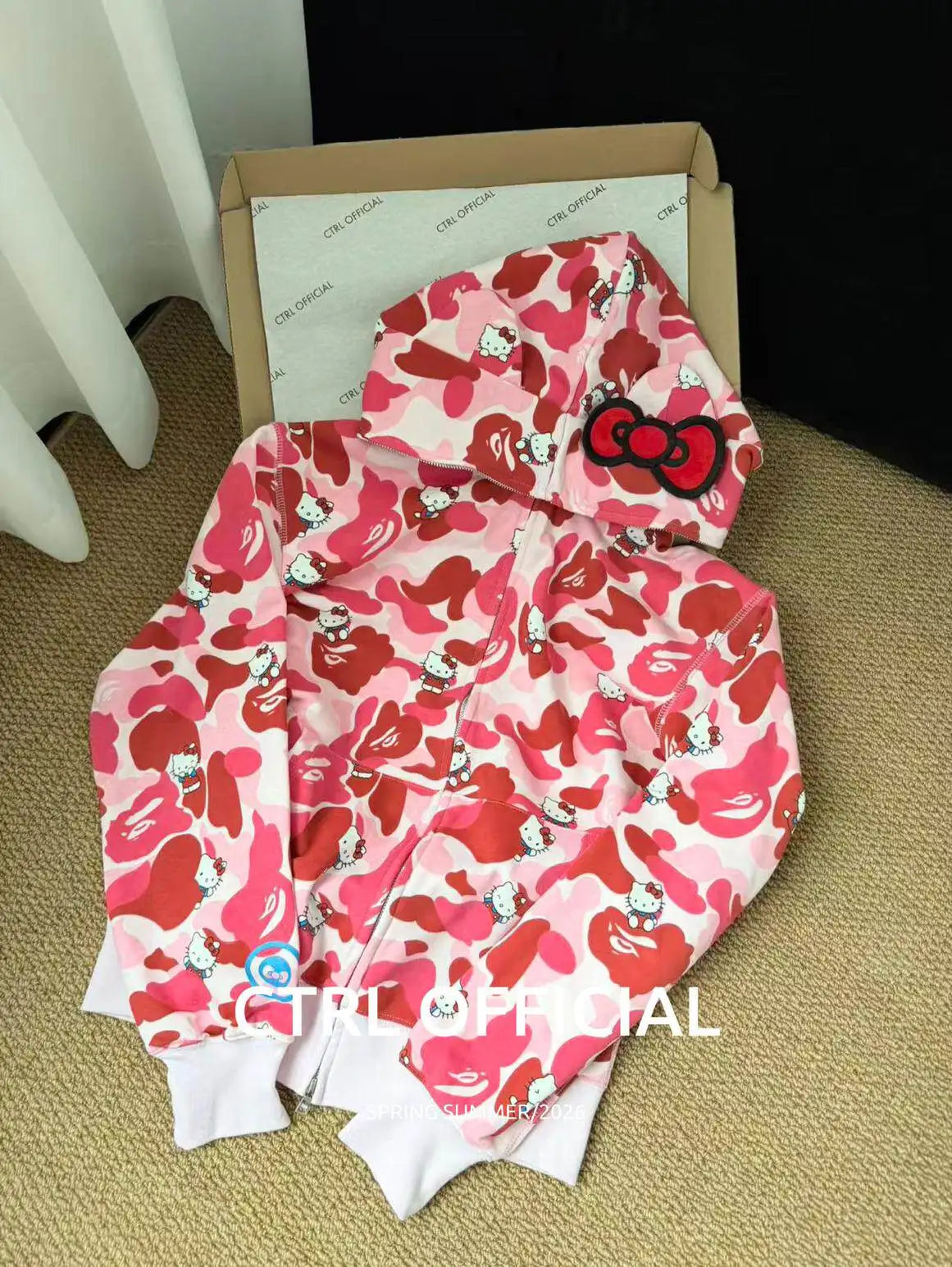 In  Stock  Anime Hello Kittys Hooded Jacket Girl Commuting Coat Jacket Kuromi Anime 3d Ears Hooded Cute Leopard Print Clothes