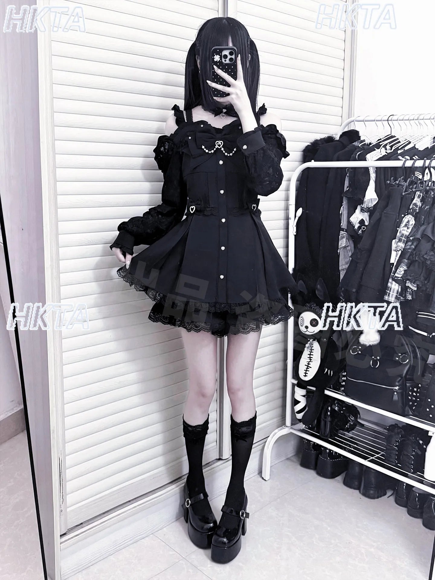 Women's Y2K Lace Bow Off-Shoulder Set