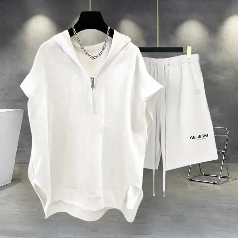 Korean Large Size Casual Sports Shorts Single Piece/suit Men Trend All-match Fashion Straight Leg Loose Half Pants Streetwear
