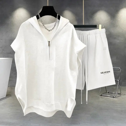 Korean Large Size Casual Sports Shorts Single Piece/suit Men Trend All-match Fashion Straight Leg Loose Half Pants Streetwear
