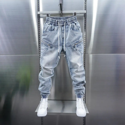 Fashionable Street Jeans Cool Zipper Harem Jeans High Quality Luxury Brand Men Clothing