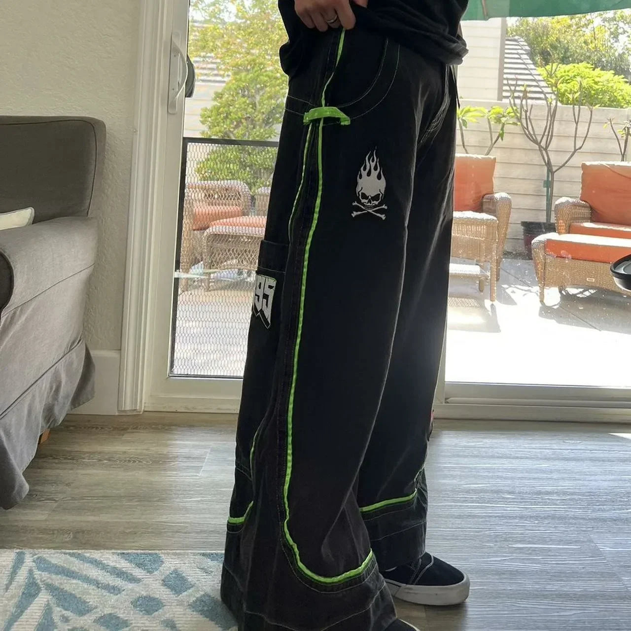 Alien Pattern Jeans Spring and Fall European and American Wide Legs Loose Trousers 2025 New High Street Trend Hip Hop Men