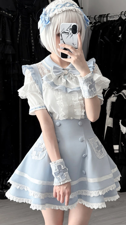 Women's White Gothic Lolita Two-Piece Set
