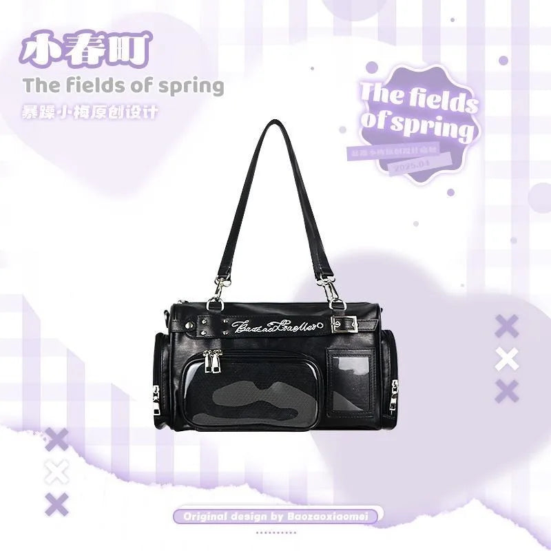 Large Capacity Japanese Y2k Shoulder Itabag Transparent MultiPocket Harajuku Crossbody Bag Cute Girl JK Uniform Underarm Bag