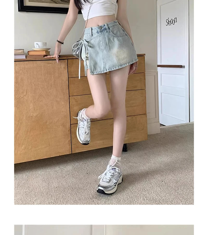 High Waist A-Line Denim Shorts Women's Summer New Style Half-length Skirt Sexy Girls Casual Comfortable Korean Version Short ...