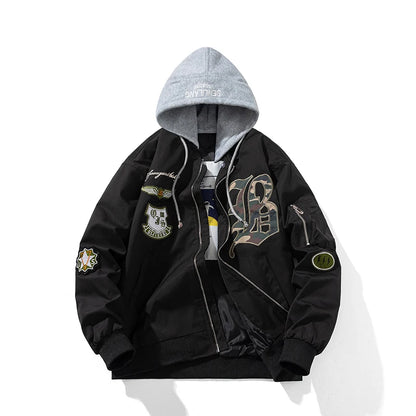 Autumn Winter Pilot Jacket Men Women Badge Star Vintage Bomber Jacket Embroidery Men Fashion Hip Hop Windbreaker Coat Streetwear