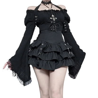 Women's Gothic Bell-Sleeve Halter Top