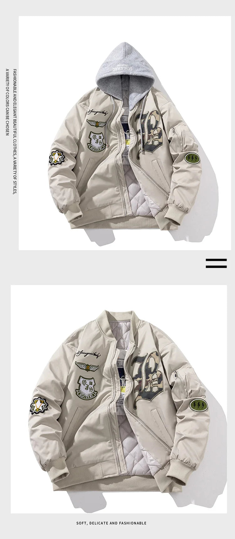 Autumn Winter Pilot Jacket Men Women Badge Star Vintage Bomber Jacket Embroidery Men Fashion Hip Hop Windbreaker Coat Streetwear