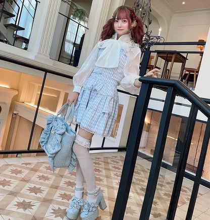 Japanese Style Mine Bags Women Ruffled Lace Lolita Girls Rhienstone Pearl Bowknot Square Tote Shoulder Portable Bolso Handbags