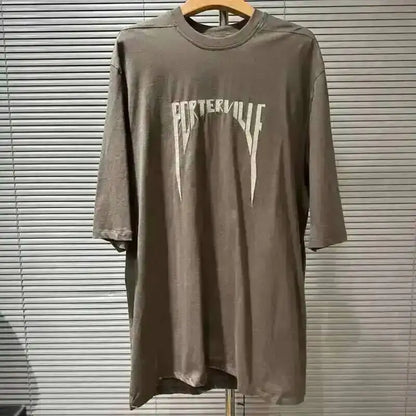 HKSH Summer Men's Tide Dark High Street Trendy Letters Print T-shirt Women Round Collar Cotton Oversized Loose Short Tees HK3578