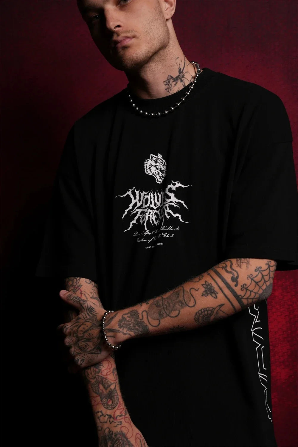 US SIZE NEW "SIDE BY SIDE" OVERSIZED TEE IN BLACK Men T Shirts Y2k DARK Gothic Short Sleeve T-Shirt Harajuku Hip Hop Couple Tops